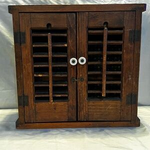 Vintage Cabinet With Working Shutters And Shelves- has brackets for easy hanging